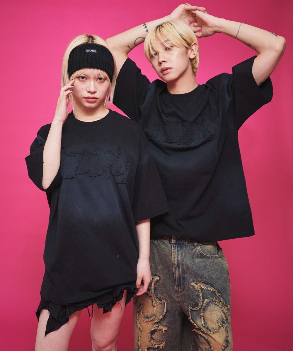 WEGO 【ユニセックス着用ITEM】ダメージアップリケグラフィックT（SS） 