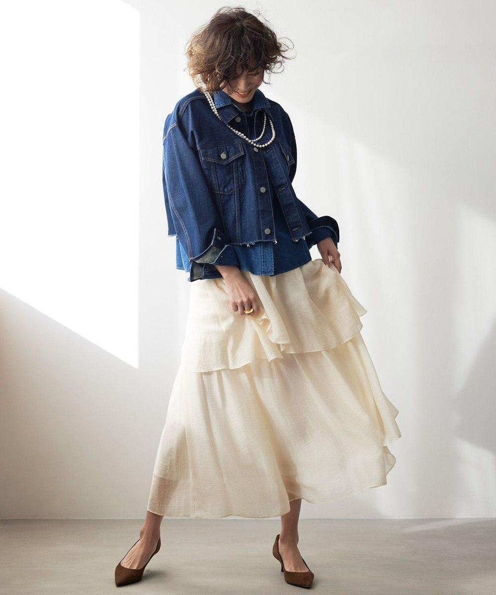 23区 【Oggi4月号掲載/洗える】23区DENIM ライトダンガリー クロップドシャツ 