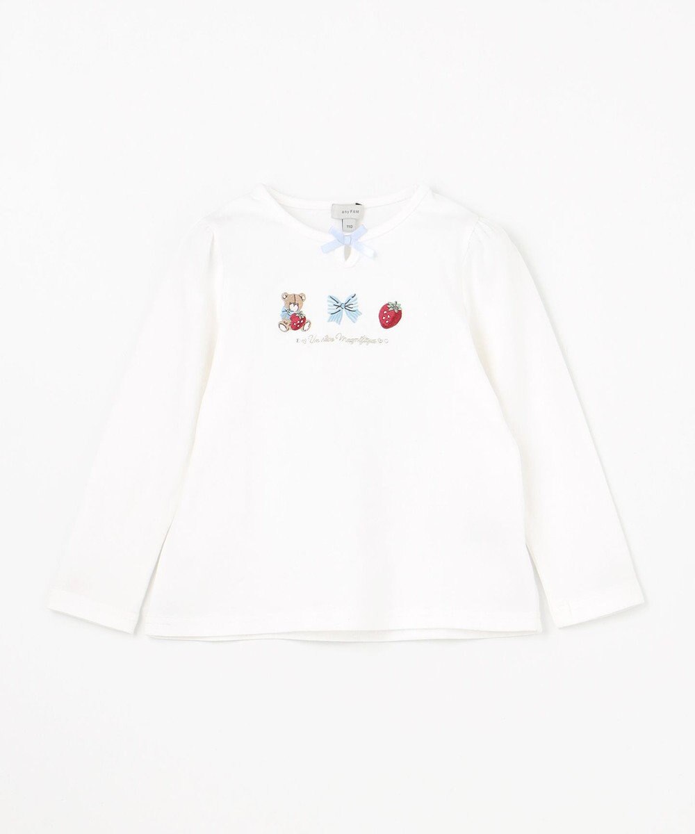 ANY KIDS テディベリー刺繍 長袖Tシャツ 