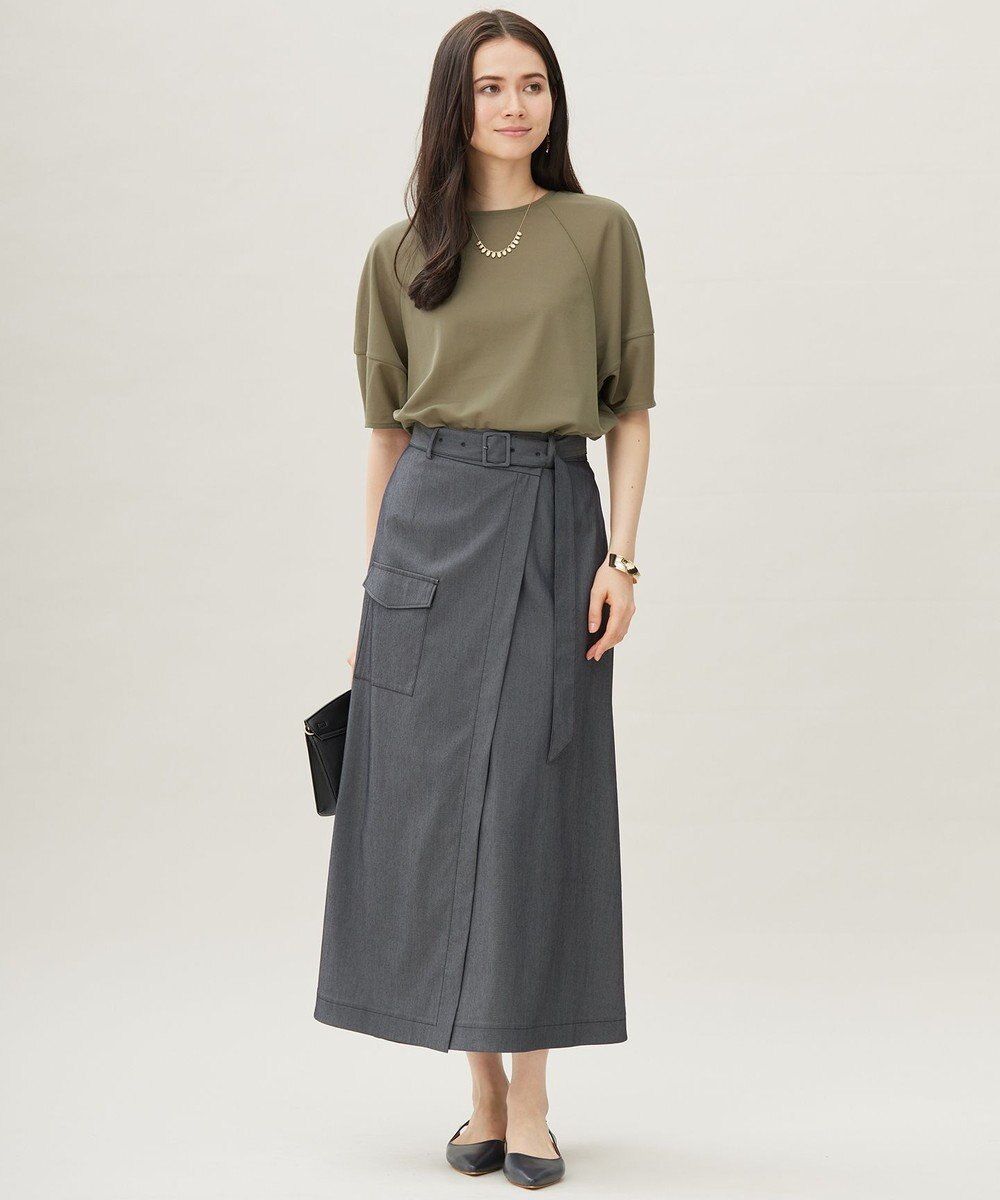 自由区 【カタログ掲載・接触冷感・UVカット・洗える】デニムライクボトムフレア スカート 