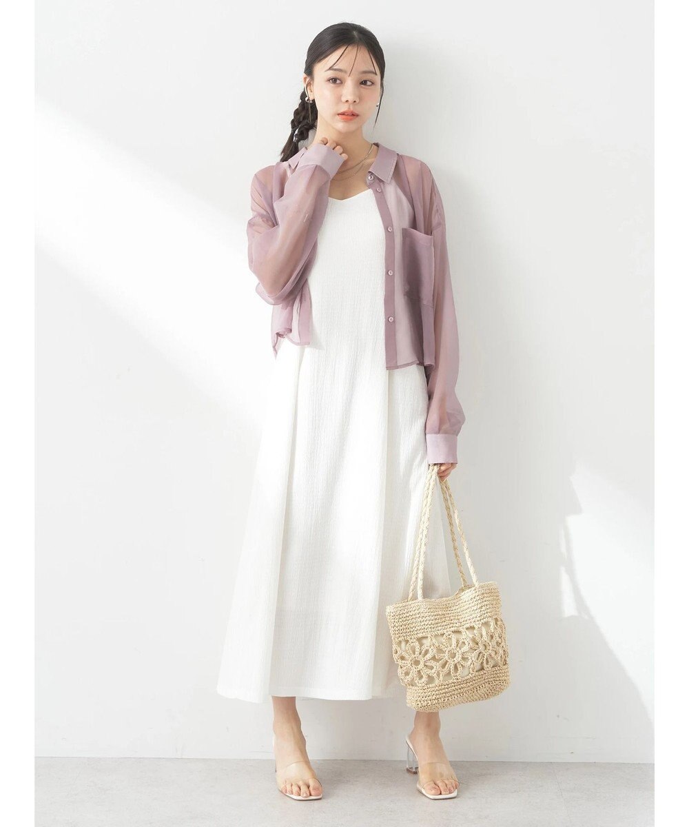 earth music&ecology ソデスリットクロップドシャツ 