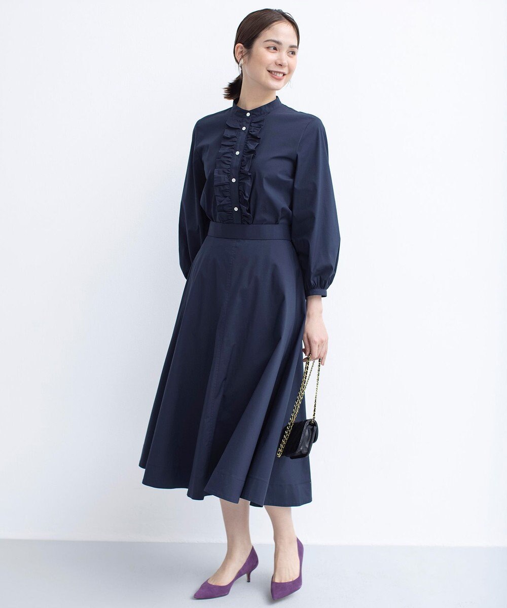 組曲 コンパクトシャーティング フリルブラウス 