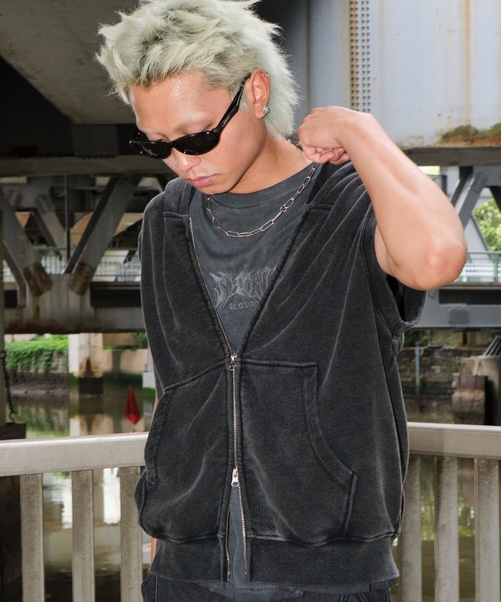 WEGO 【ユニセックス着用ITEM】ショートノースリーブZIPパーカー 