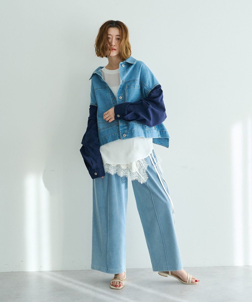 YECCA VECCA 2wayリブMIXジョーゼットブラウス 