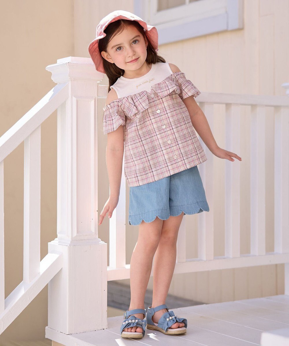 ANY KIDS オフショルダー フリル ブラウス 