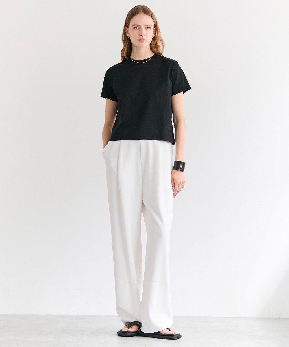 BEIGE， GYPSUM / シルキータッチ セミワイドタックパンツ 