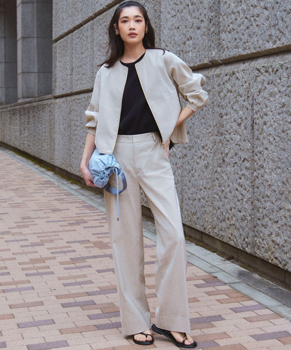 23区 L 【洗える】リネンレーヨンストレッチ ブルゾン 