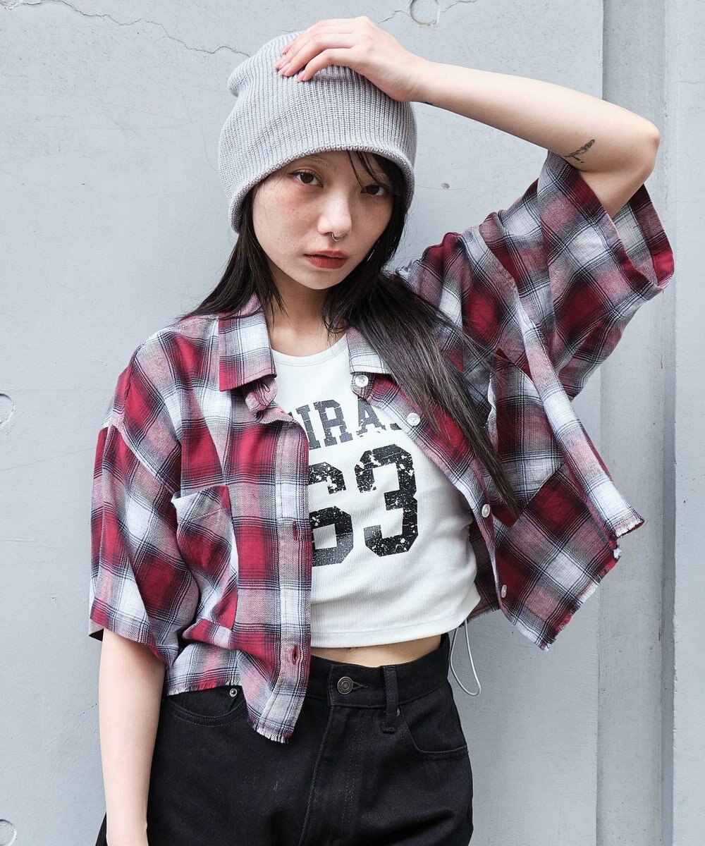 WEGO ショートチェックシャツ（S） 