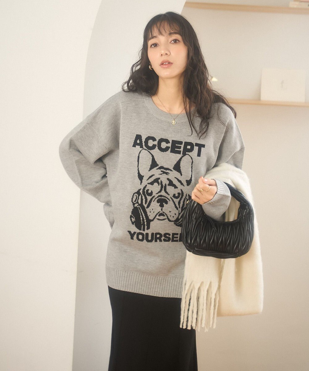 WEGO 【新色追加/ユニセックス着用ITEM/SMLサイズ展開】ジャガードグラフィックプルオーバー（LS） 