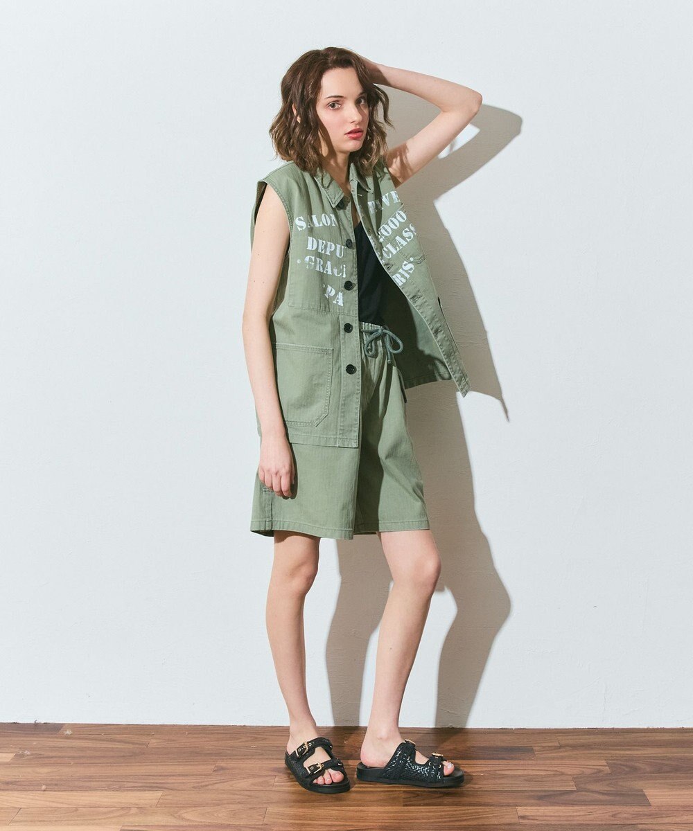 GRACE CONTINENTAL ヘリンボーンツイルハーフパンツ 