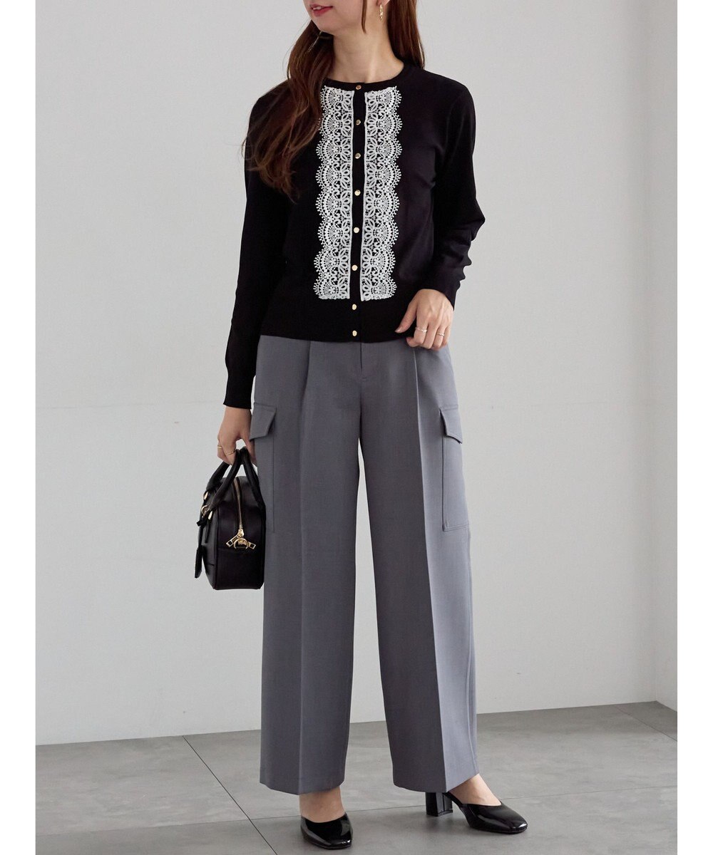 Te chichi フロントレースクルーネックカーディガン 