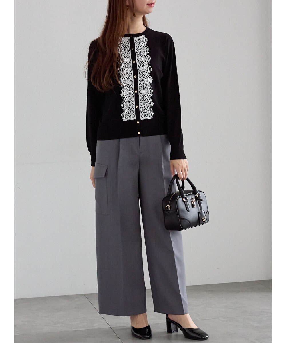 Te chichi フロントレースクルーネックカーディガン 