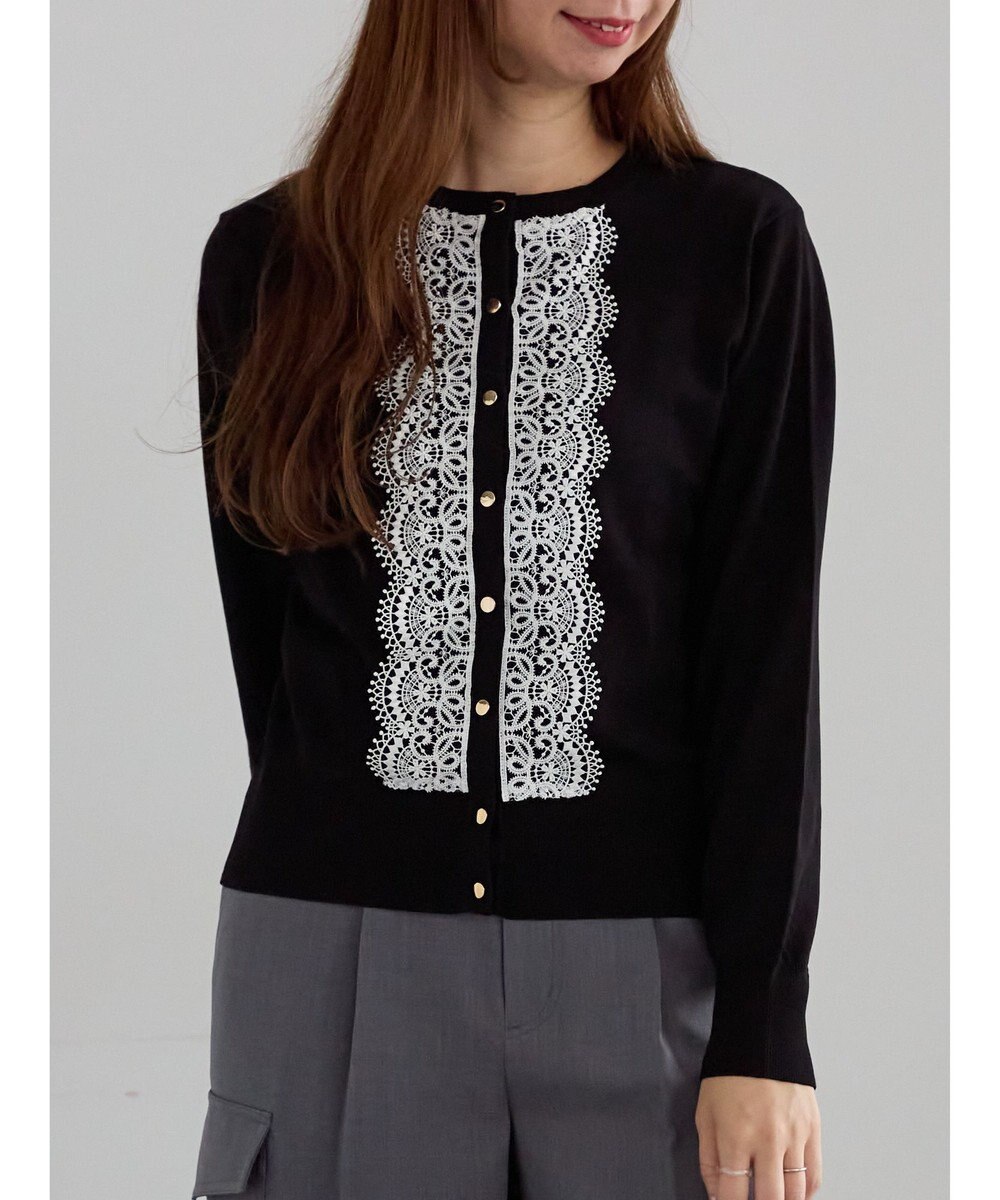 Te chichi フロントレースクルーネックカーディガン 