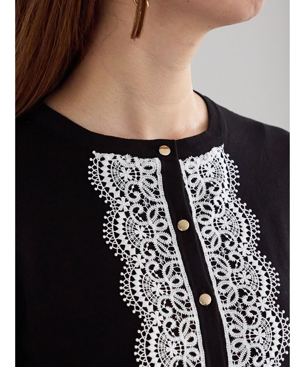 Te chichi フロントレースクルーネックカーディガン 