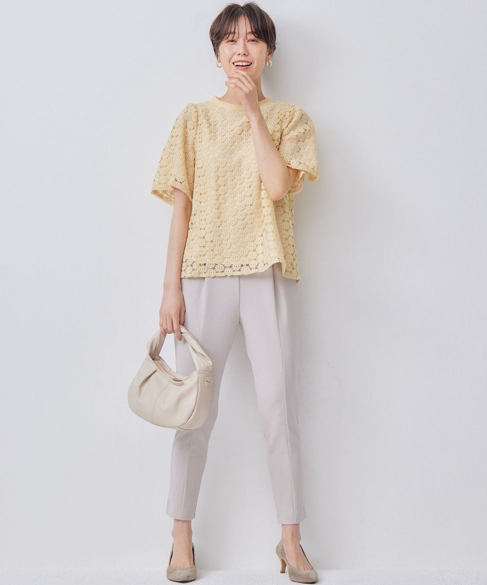 組曲 L フラワーレース半袖ブラウス 