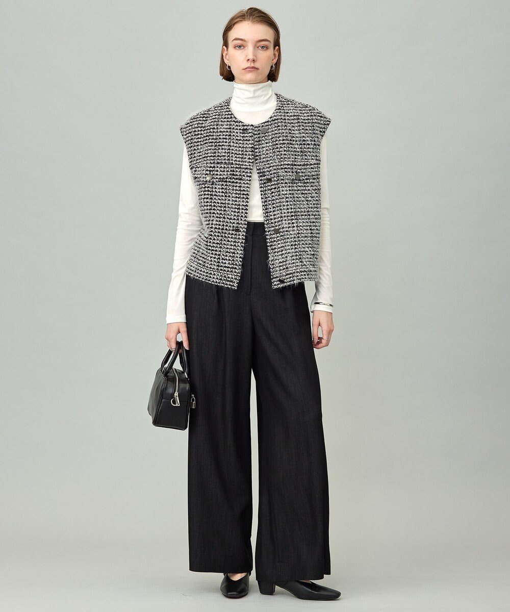 ICB L 【洗える】 ドレープスラブデニム ワイドパンツ 