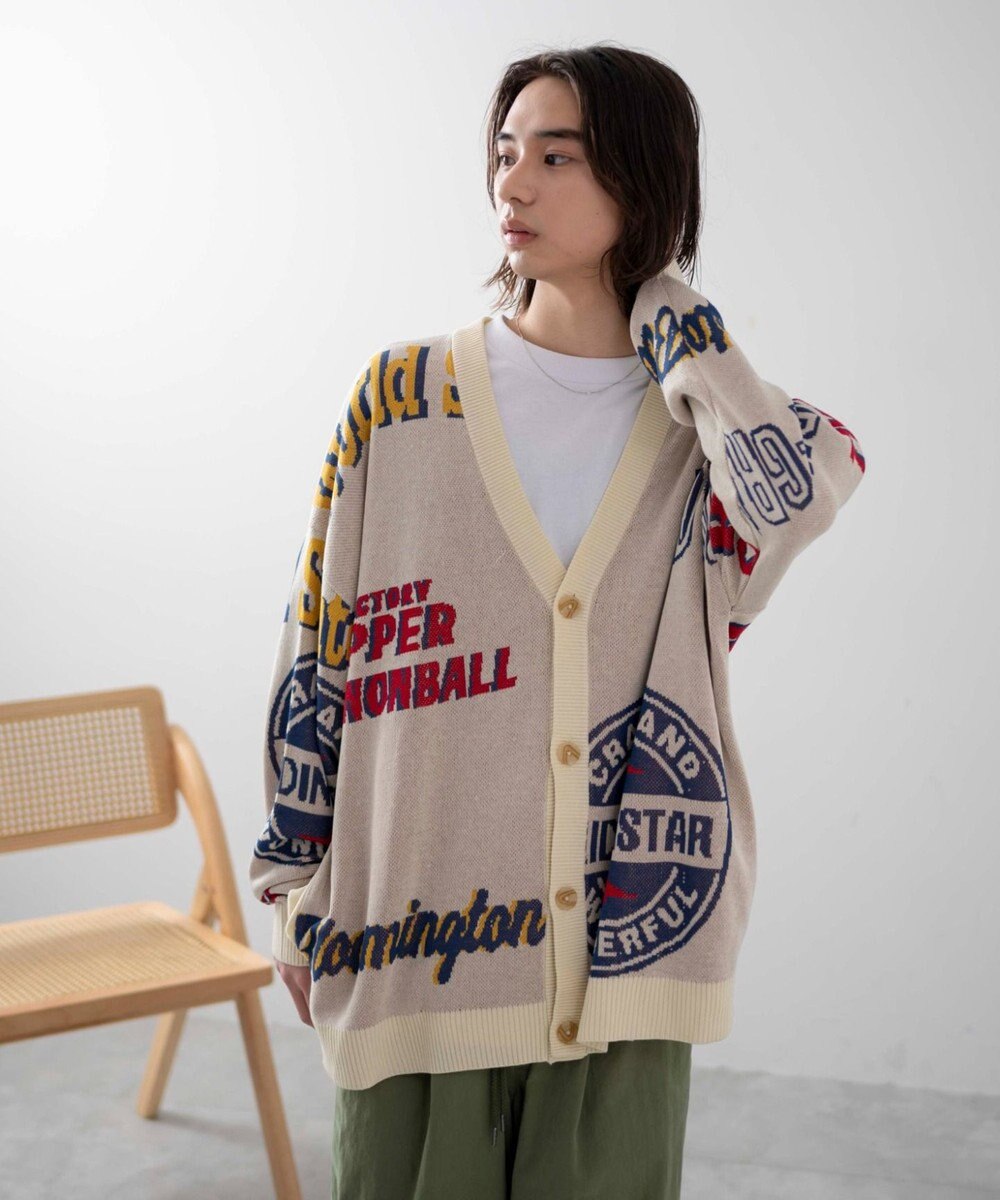 WEGO 【ユニセックス着用ITEM】オーバーフィットドライタッチパターンカーディガン 