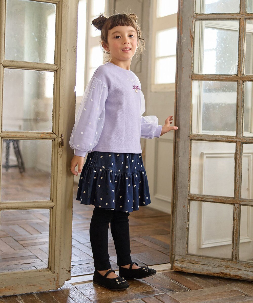 ANY KIDS ネコ×ドット刺繍 スキャッツ 