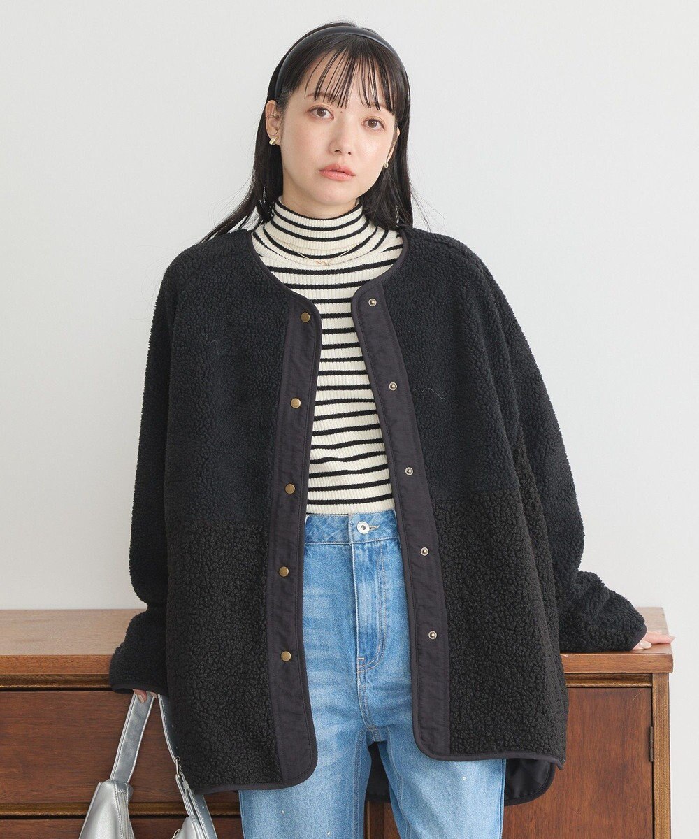 earth music&ecology 粒違い切替ボアブルゾン 