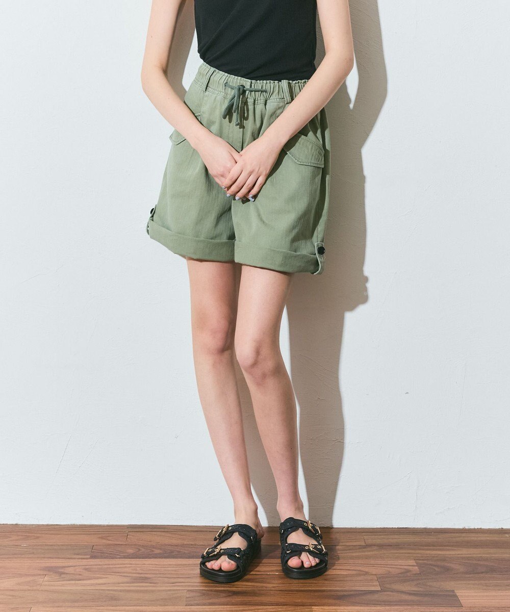 GRACE CONTINENTAL ヘリンボーンツイルハーフパンツ 