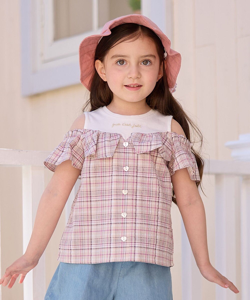 ANY KIDS オフショルダー フリル ブラウス 