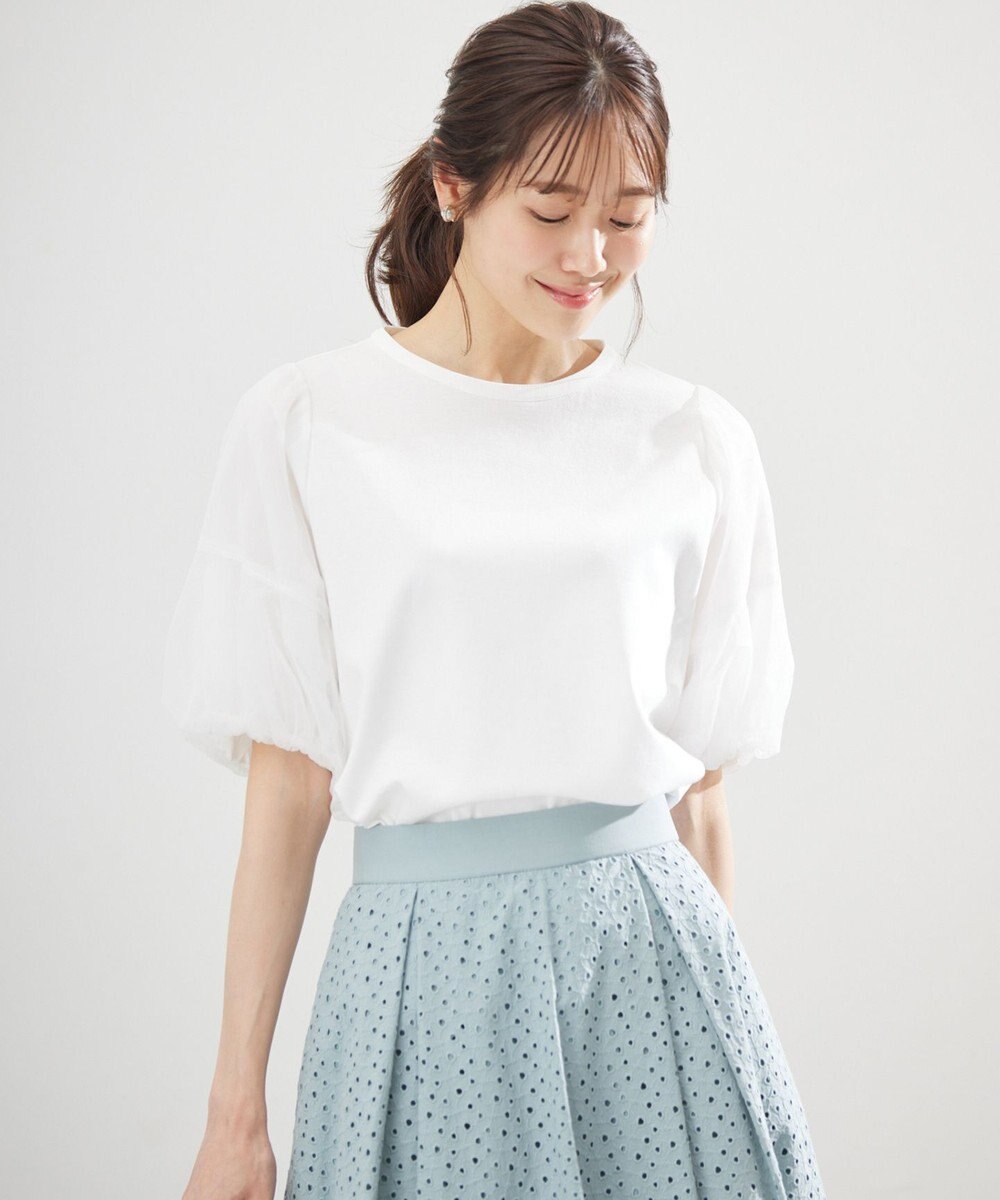 組曲 【WEB限定】チュールポンチドッキング Tシャツ 