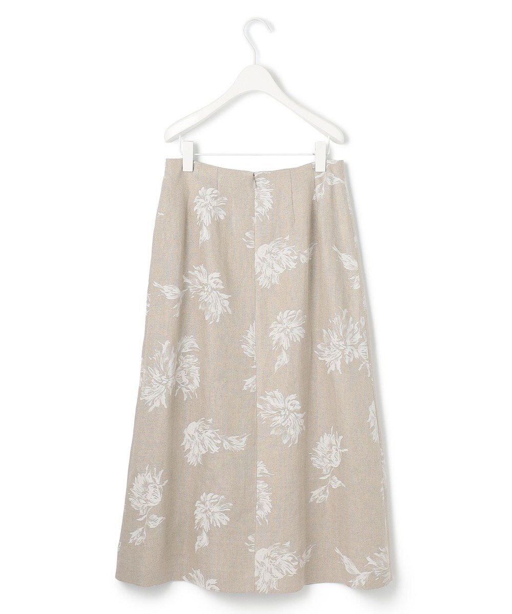 ICB L 【洗える】リネンオックスフラワープリント スカート 