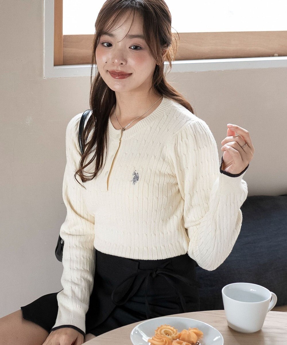 WEGO 【WEB限定/25年秋冬新作】別注USPOLOヘンリーネックニットPO 