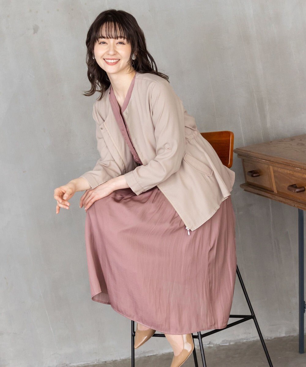 Tiaclasse L 【洗える】シルエットの変化を楽しめる麻調ドロストジャケット 