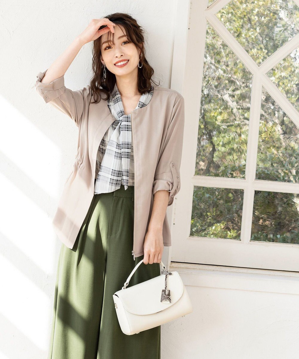 Tiaclasse L 【洗える】シルエットの変化を楽しめる麻調ドロストジャケット 