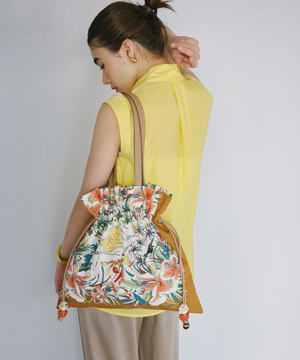 TOPKAPI 【TREASURE TOPKAPI】マイルドサテン スカーフ柄 巾着 トート バッグ 