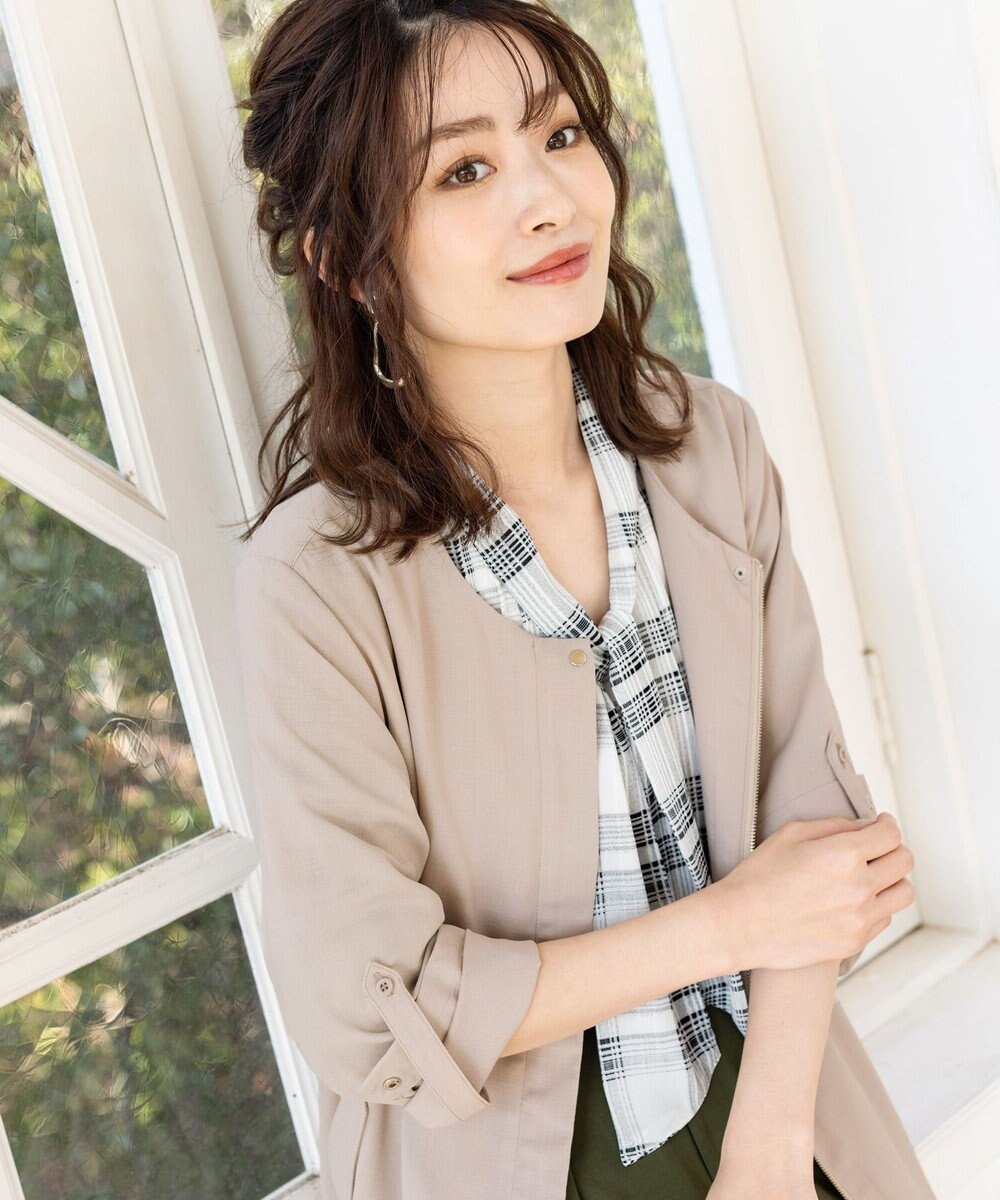 Tiaclasse L 【洗える】シルエットの変化を楽しめる麻調ドロストジャケット 