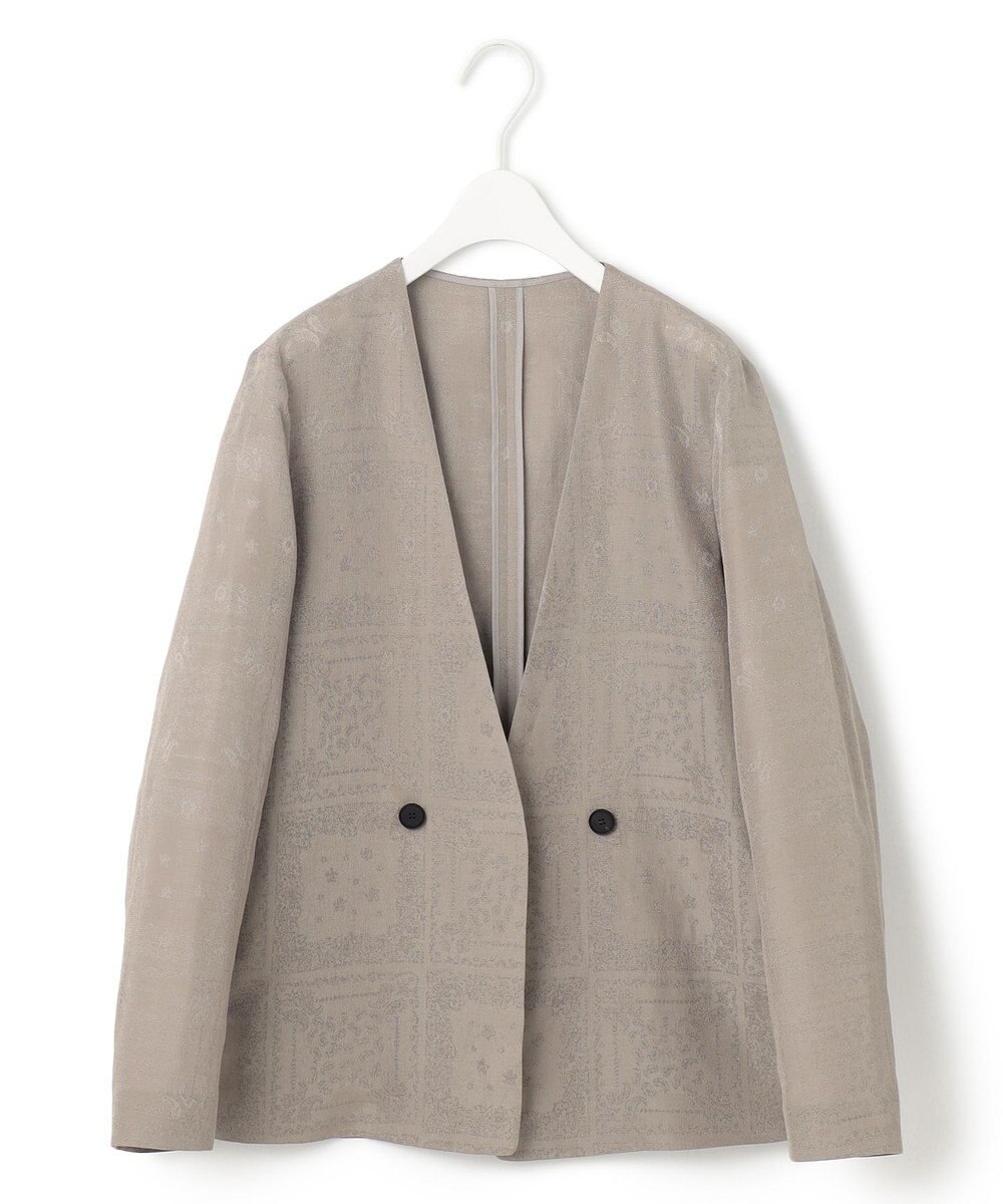 ICB 【日本製・洗える】ペイズリーレノクロス ノーカラージャケット 