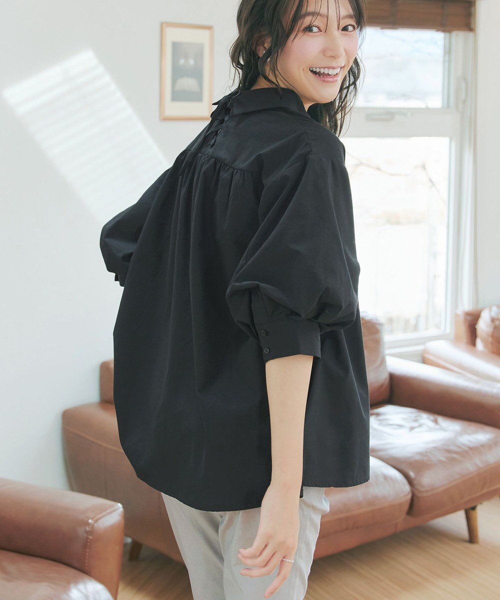 Tiaclasse 綿混ローン袖バルーンブラウス 