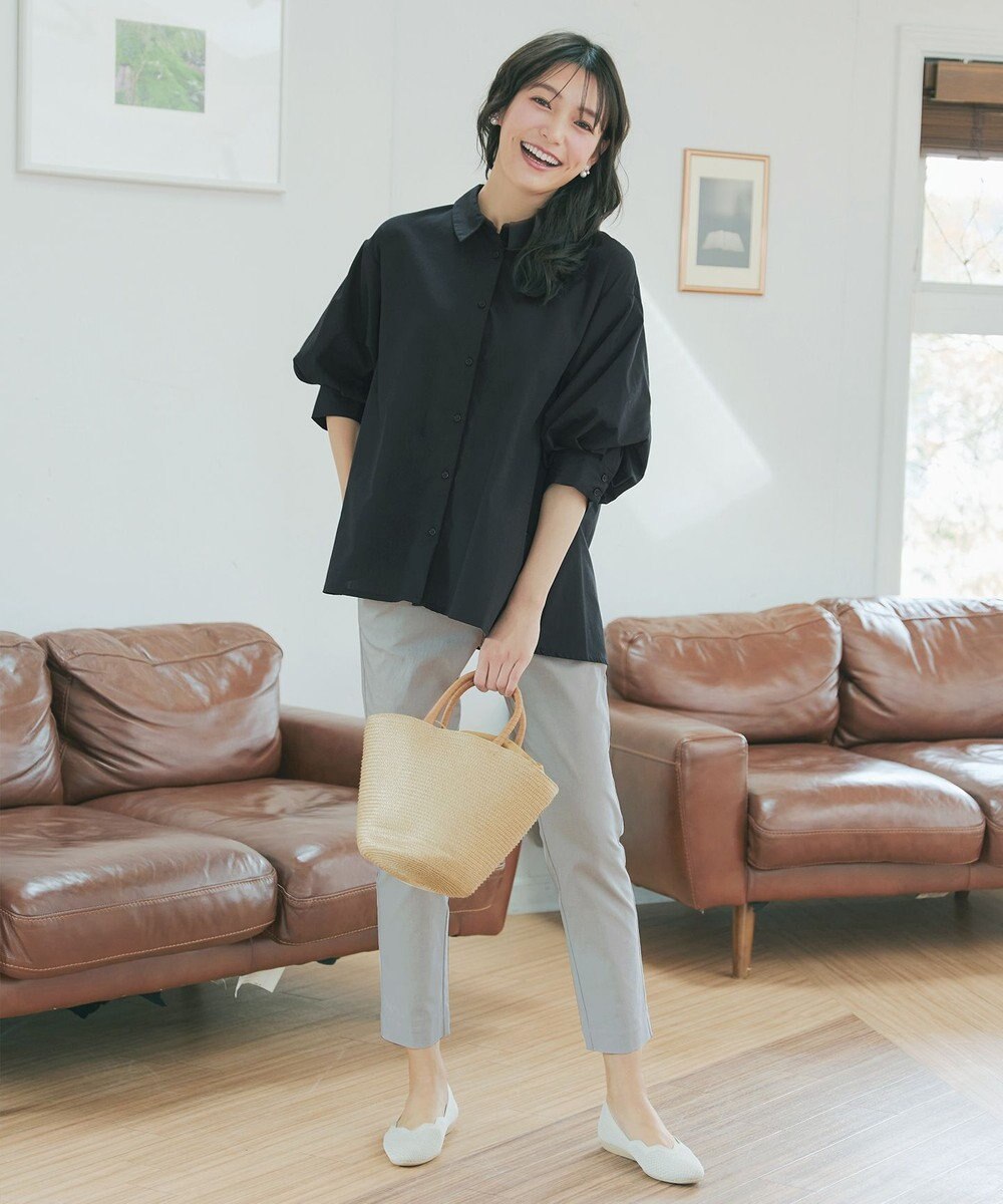 Tiaclasse 綿混ローン袖バルーンブラウス 