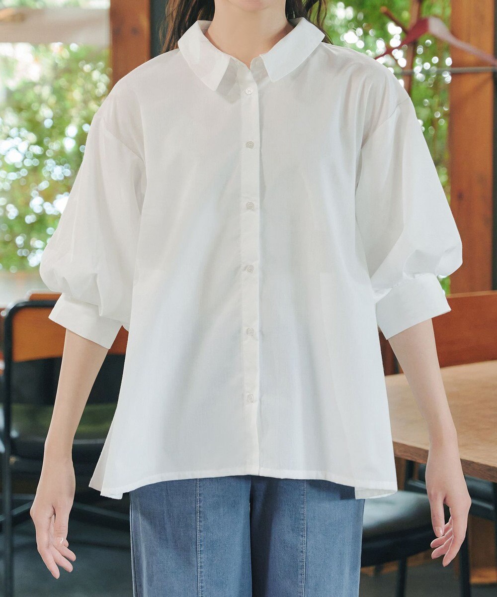 Tiaclasse 綿混ローン袖バルーンブラウス 