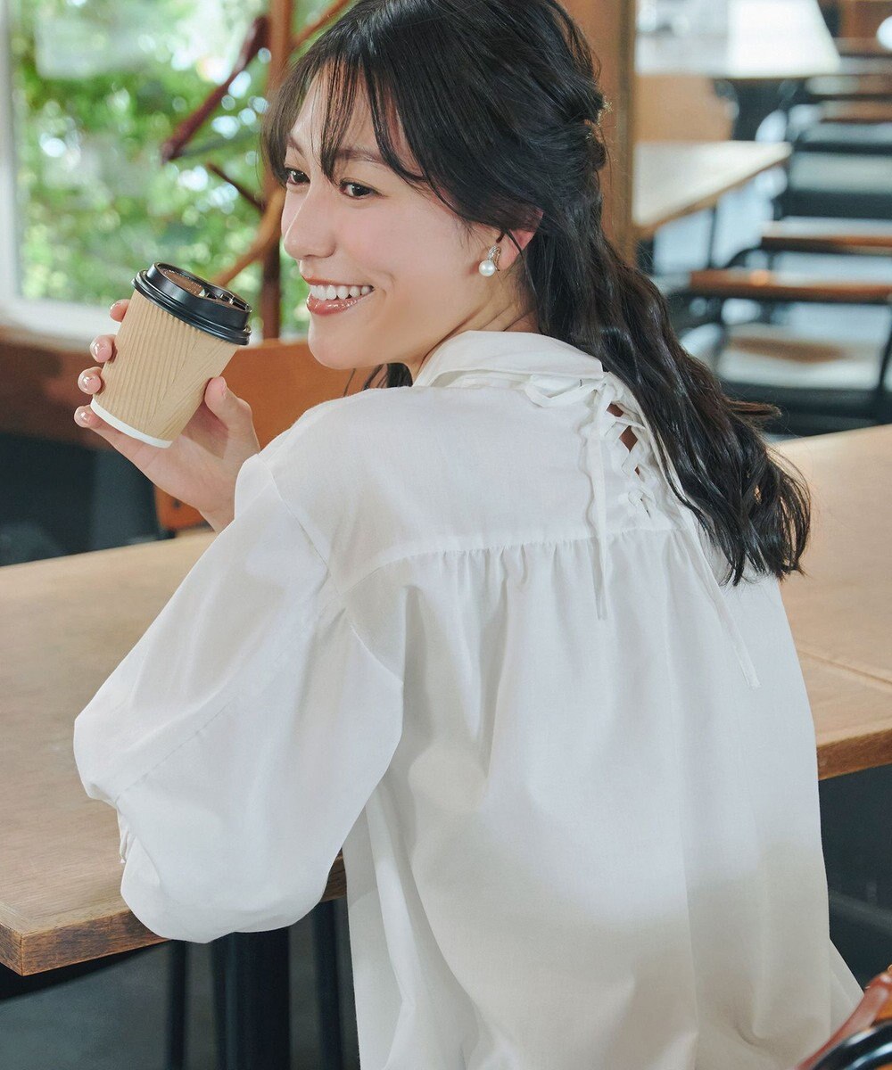 Tiaclasse 綿混ローン袖バルーンブラウス 