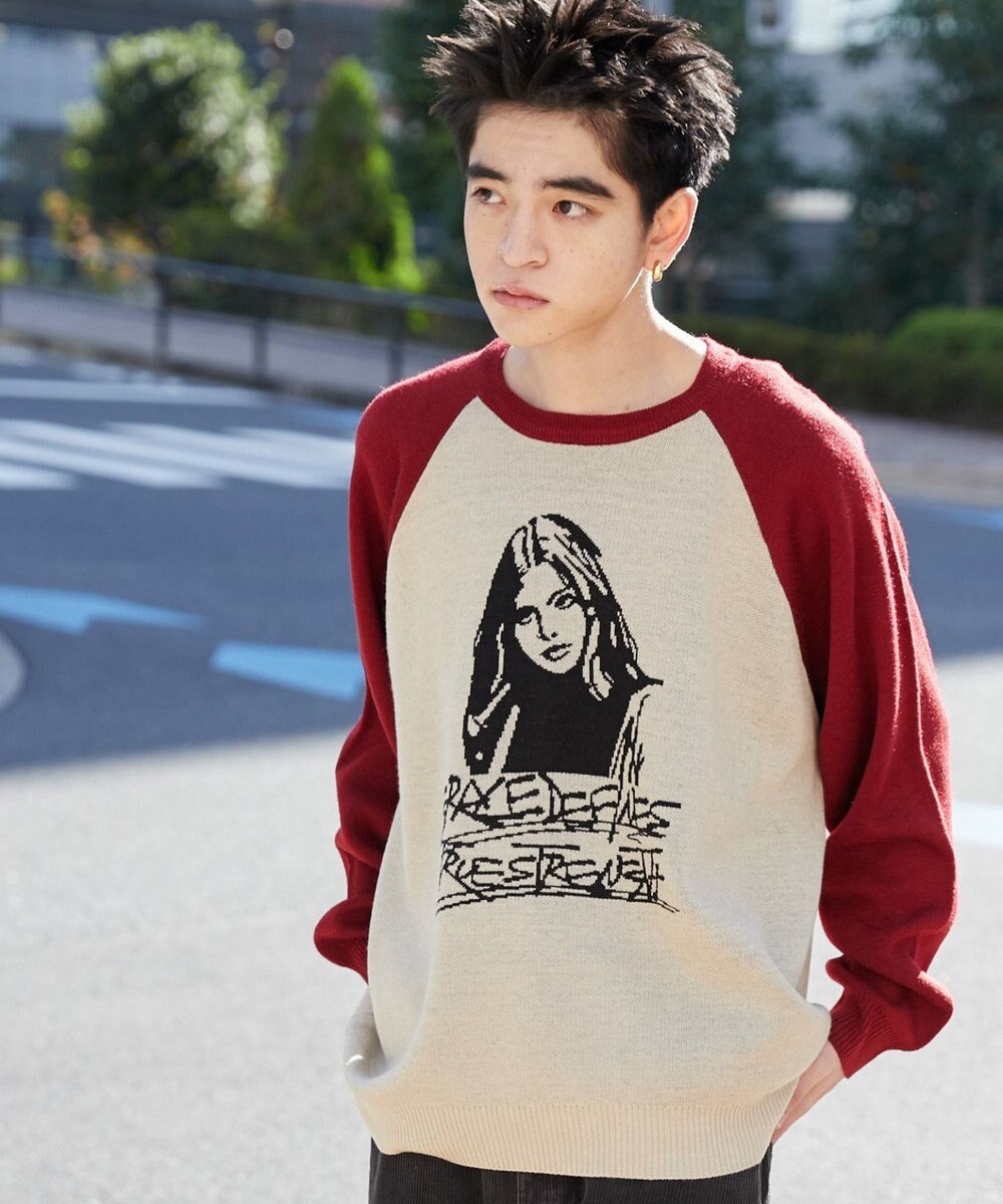 WEGO ラグランジャガードグラフィックプルオーバー 