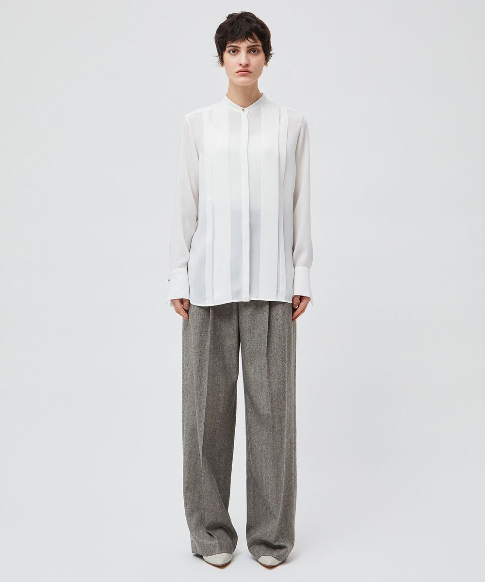 BEIGE， 【洗える】STOW / フロントタックブラウス 