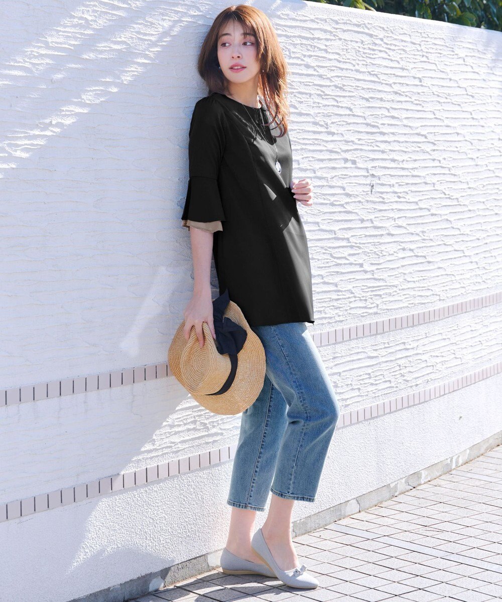 Tiaclasse 【新色追加】シフォンフレア袖チュニックブラウス 