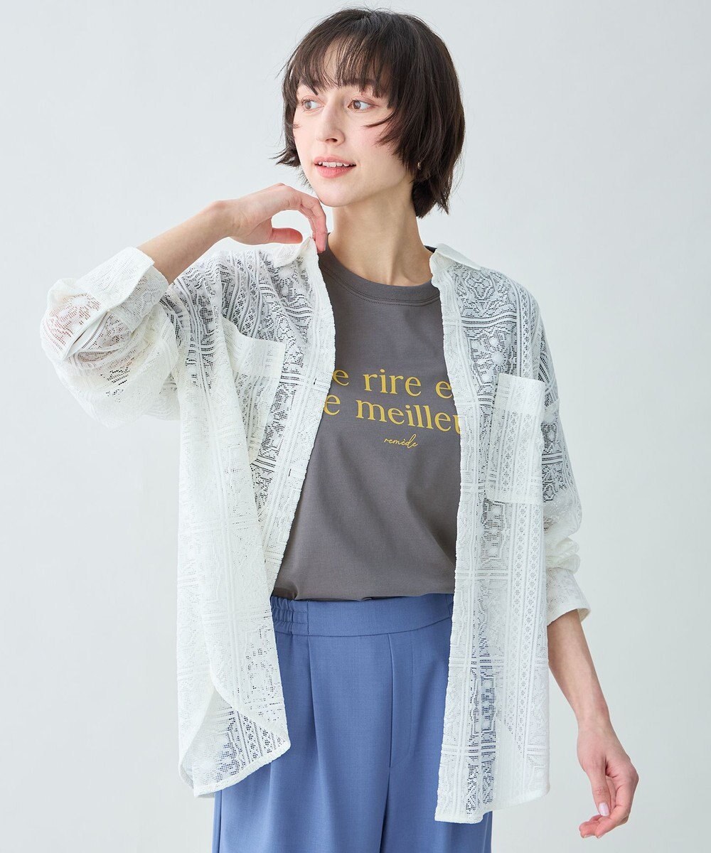 ANY L レースオーバーシャツ 