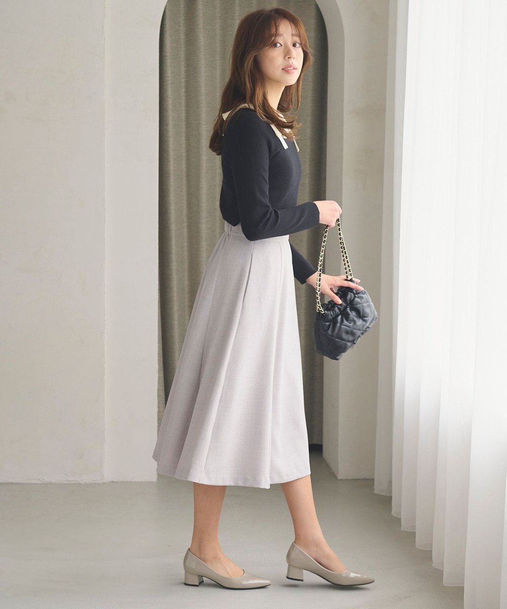 Feroux 【洗える】ショルダーリボン プルオーバーニット 