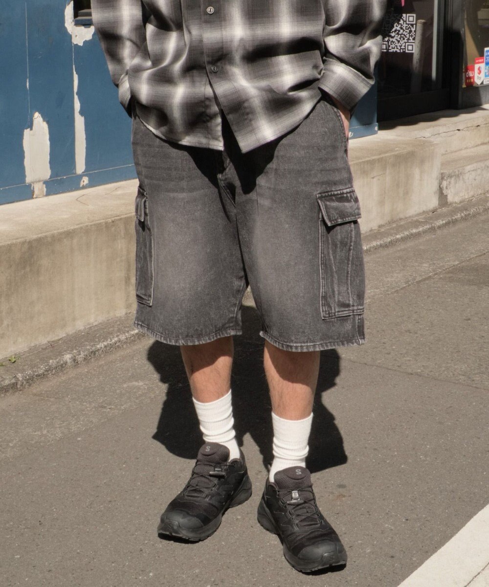 WEGO 【SMLサイズ展開】イージーバギーデニムカーゴショーツ 