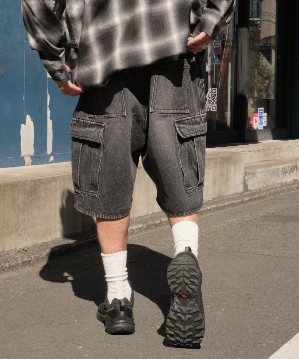 WEGO 【SMLサイズ展開】イージーバギーデニムカーゴショーツ 