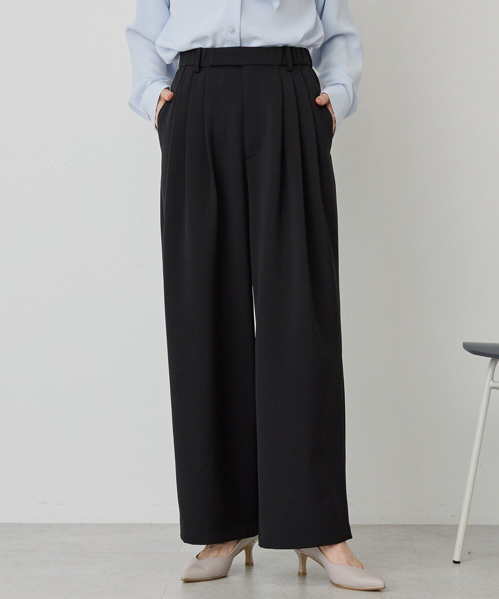 AMERICAN HOLIC 【イージーケア】タックストレートパンツ 