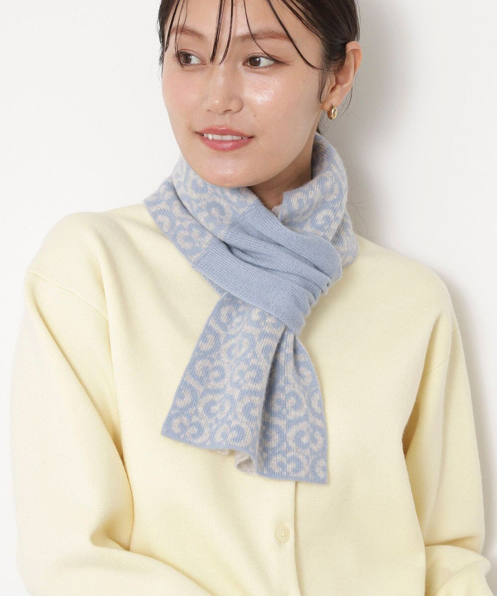 MOONBAT mila schon (ミラ・ショーン) カシミヤ100％ ジャガードプチマフラー リバーシブル 