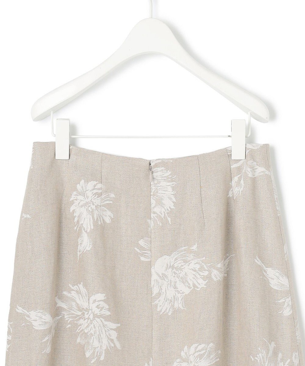 ICB L 【洗える】リネンオックスフラワープリント スカート 