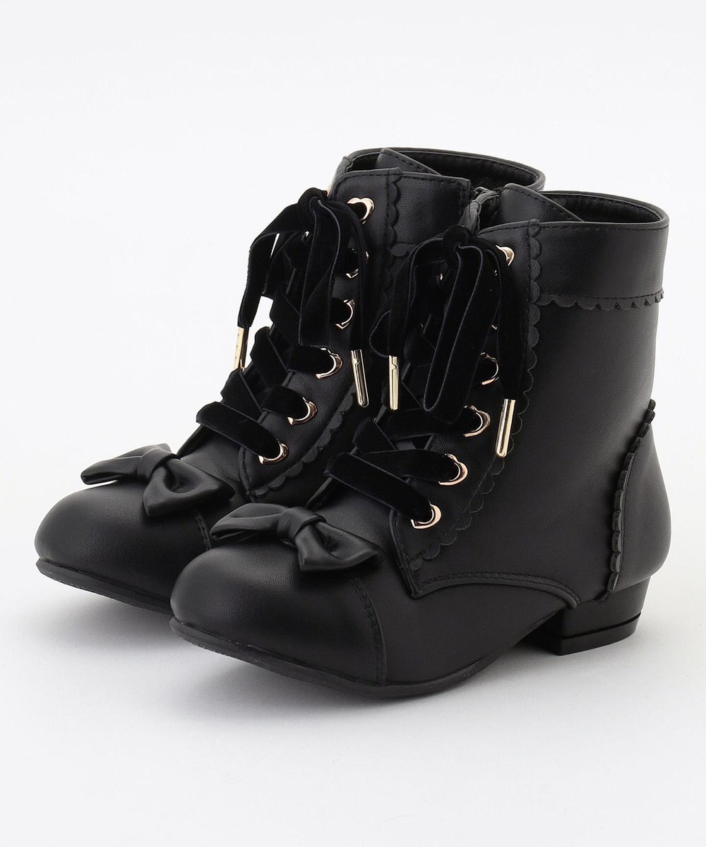 ANY KIDS リボン付き編み上げブーツ 