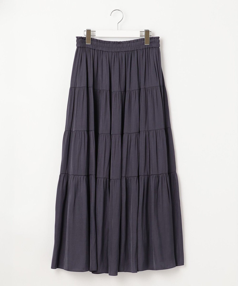 自由区 L 【洗える/着丈調節可】カラー ティアードスカート 