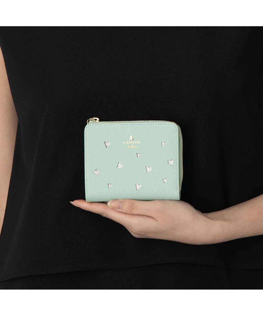 LANVIN en Bleu リュクサンブールハート 二つ折りLファスナー財布 